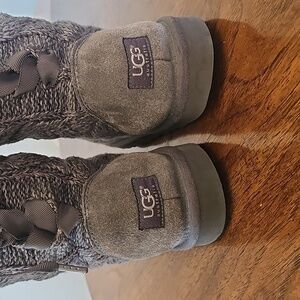 Cozy Australia Isla Sweater Knit Ugg Boots Sz 9 Prep Classic Nordic Bohemian Bow